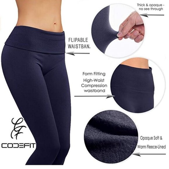 Pants - Flipable elastic waist fleece leggings